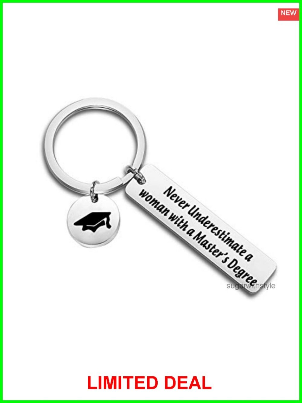 Stainless Steel Graduation Keychain Master's Degree Grad Gift Keyring